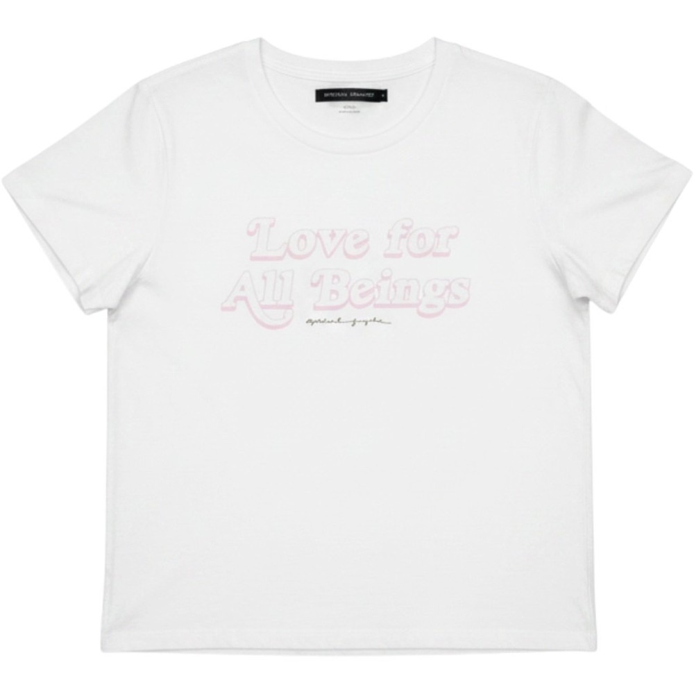 Spiritual Gangster Love For All Beings Tee S Cream Pink Clean Girl Coquette EUC